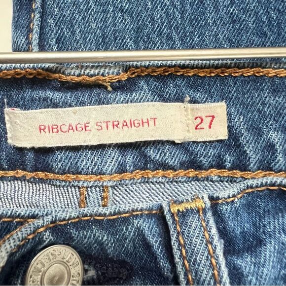 Levi’s Ribcage Straight Jeans Blue Denim Size 26 Classic - Picture 6 of 12